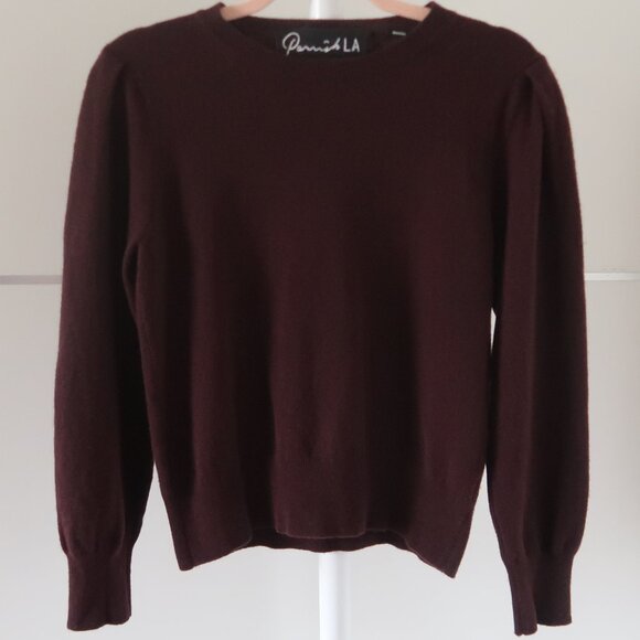 Parrish LA Burgundy Wool Cashmere Crewneck Sweater Women’s Small - Picture 2 of 8